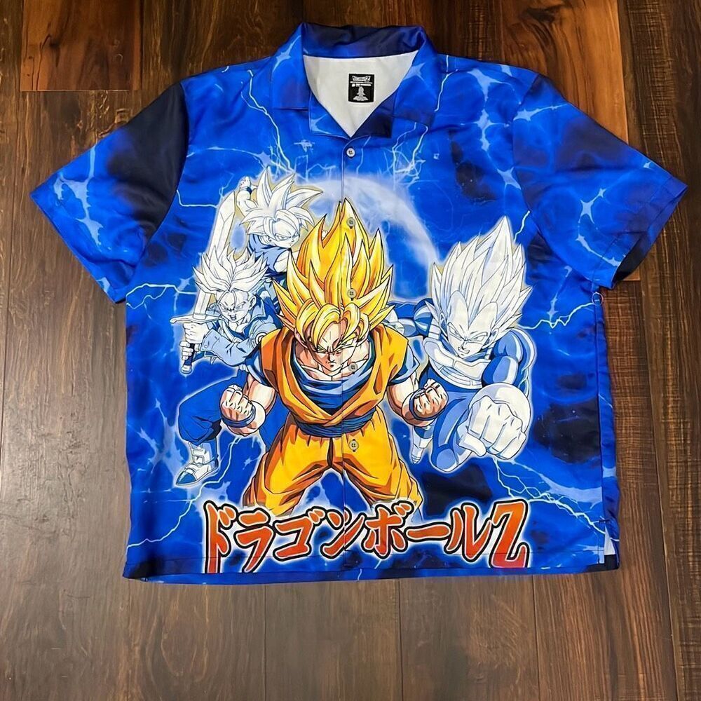Vintage Y2K Dragonball Z Super Saiyan Goku Polo Button Down